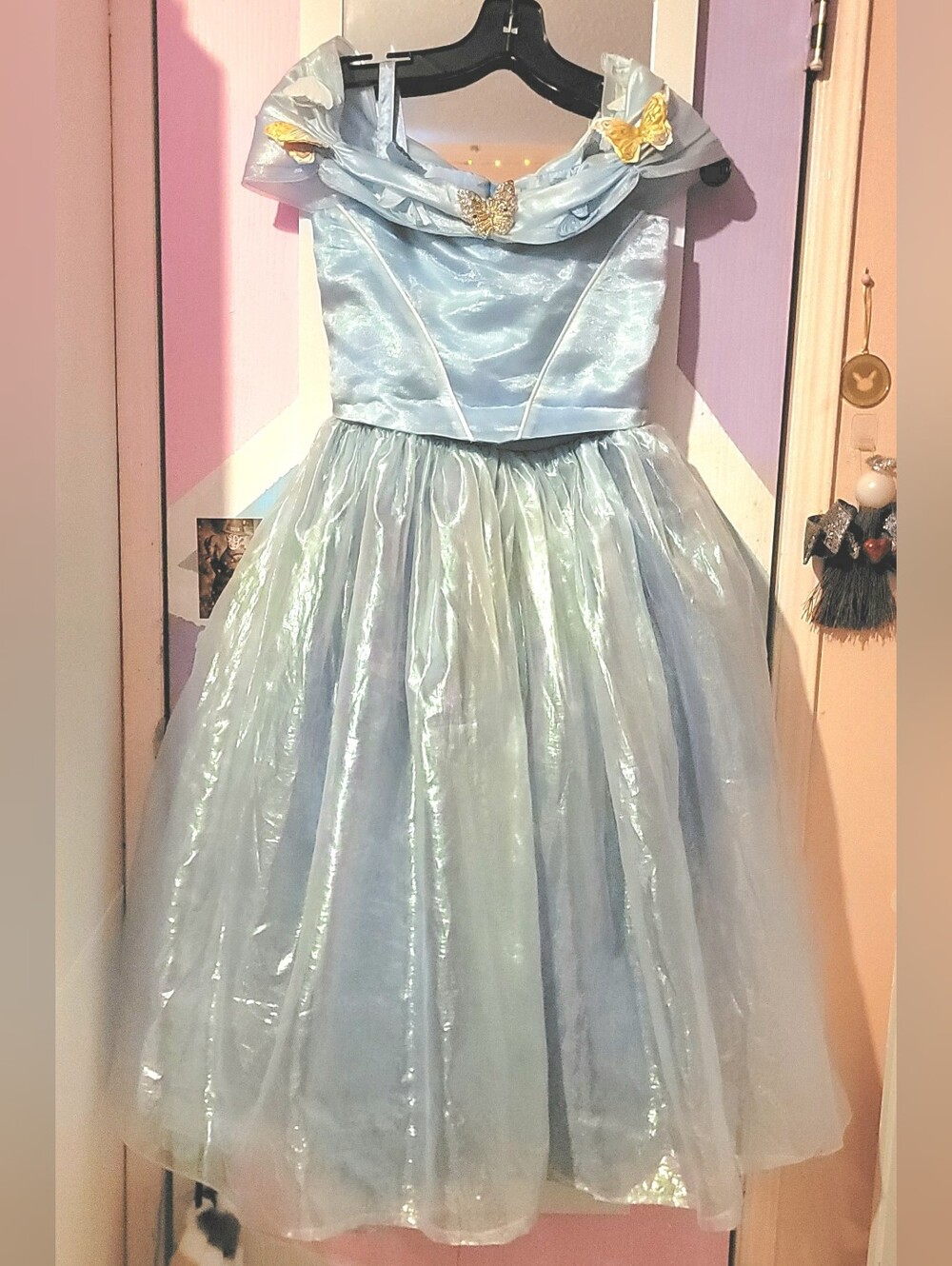 The Disney Store Cinderella Shimmery Light Blue Off-Shoulder Tulle Dress